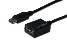 Assmann Kabel adapter Displayport z zatrzaskiem 1080p 60Hz FHD Typ DP/DSUB15 M/Ż czarny 0,15m