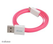 Akasa AKASA Kabel Proslim USB, male A na micro B male USB 2.0, 100cm, růžový