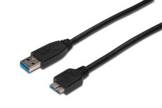 Assmann Kabel połączeniowy USB 3.0 SuperSpeed Typ USB A/microUSB B M/M czarny 1m