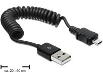 DeLOCK kabel USB 2.0 AM-BM Micro , Spirala , 20-60cm