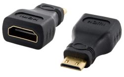 4World Adapter mini HDMI typ C [M] > HDMI [F], czarny