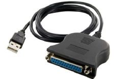 4World Adapter USB [M] > LPT Parallel Port DB25 [F], 1.15m, czarny