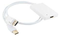 4World Adapter DisplayPort [M] + USB [M] > HDMI [F], 0.5m, biały