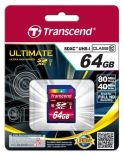 Transcend karta pamięci SDXC 64GB Class 10 UHS-I ULTIMATE ( 40/80 MB/s )