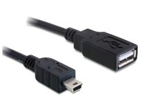 DeLOCK Kabel USB mini 2.0 AM > USB AF, 0.5m, czarny