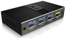 RaidSonic Technology IcyBox 4-portowy Hub USB 3.0 z ładującym portem USB, Czarny