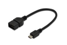 Assmann Kabel adapter USB 2.0 HighSpeed OTG Typ microUSB B/USB A M/Ż czarny 0,2m