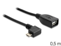 DeLOCK kabel USB micro B męski > USB 2.0 A żeński, OTG, 50 cm, kątowy