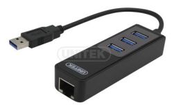 Unitek Adapter USB 3.0 - Gigabit + hub 3x USB 3.0, Y-3045