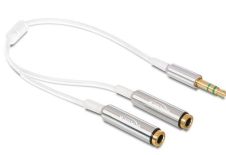 DeLOCK Kabel Jack Stero Mini(M)3.5mm 3-PIN->2xJack Stereo mini(F)3-PIN,25cm,whit