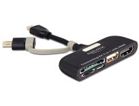 DeLOCK adapter USB mini (BM) x2 > USB 2.0 (AF) OTG + HDMI + SDHC Micro SD