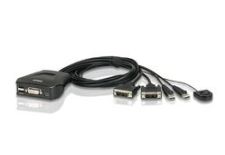 Aten CS22D 2-Port USB DVI KVM Switch, Remote port selector, 0.9m cables