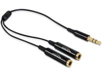 DeLOCK Kabel Jack Stero Mini(M)3.5mm 3-PIN->2xJack Stereo mini(F)3-PIN,25cm,blac