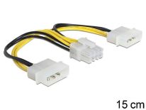 DeLOCK kabel zasilający wewnętrzny EPS 8PIN -> 2x Molex, 15 cm