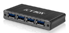 RaidSonic Technology IcyBox 4-portowy Hub USB 3.0, elegancka aluminiowa obudowa, Czarny