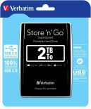 Verbatim Dysk Store 'n' Go USB 3.0 Portable 2,5'' 2 TB, Zewnętrzny czarny