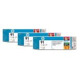 HP Atrament 91 Light Grey Ink Cart 3pk