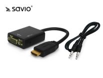 Elmak SAVIO CL-23 Adapter HDMI (M) - VGA 15 pin (F) z dźwiękiem (jack 3,5mm), blister