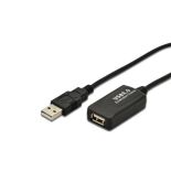 Digitus Przedłużacz/Extender USB 2.0 HighSpeed Typ USB A/USB A M/Ż aktywny, czarny 5m