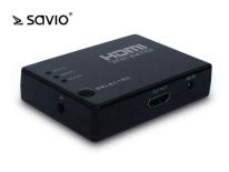 Savio CL-28 Switch HDMI 3 porty + pilot, Full HD, funkcja wzmacniacza, blister