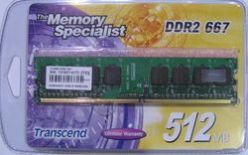 Transcend 512MB 667Mhz DDR2 Non-ECC CL5 DIMM