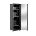 Linkbasic szafa stojąca rack 19'' 47U 600x800mm czarna (drzwi przednie szklane)