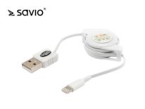 Savio CL-71 Kabel rozwijany do iphone 5/5s/6/6+, długość 80 cm, kolor biały