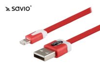 Savio CL-74 Kabel USB - Lightning 8pin, iOS8, iPhone 5/6, Czerwony, 1m