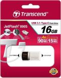 Transcend Flashdrive Transcend 16GB JetFlash 890, Silver Plating USB 3.1 Type C