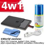 4World Zestaw Etui Galaxy Tab 2 czarne + Kabel 1m biały + Czyścik