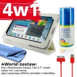 4World Zestaw Etui Galaxy Tab 2 Białe + Kabel 1m Czerwony + Czyścik