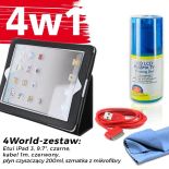 4World Zestaw Etui iPad 3 Czarne + Kabel 1m Czerwony + Czyścik