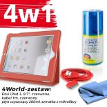 4World Zestaw Etui iPad 3 Czerwone + Kabel 1m Czerwony + Czyścik