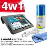 4World Zestaw Etui Galaxy Tab 2 Szare + Kabel 1m Biały + Czyścik