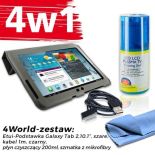 4World Zestaw Etui Galaxy Tab 2 Szare + Kabel 1m Czarny + Czyścik