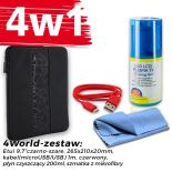 4World Zestaw Etui Tablet 9.7'' Czarno-Szare + Kabel 1m czerwony + Czyścik