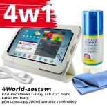 4World Zestaw Etui Galaxy Tab 2 Białe + Kabel 1m Czarny + Czyścik