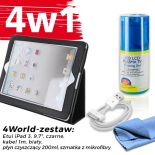 4World Zestaw Etui iPad 3 Czarne + Kabel 1m Białe + Czyścik