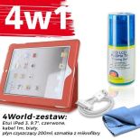 4World Zestaw Etui iPad 3 Czerwone + Kabel 1m Biały + Czyścik