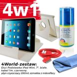 4World Zestaw Etui iPad Mini Białe + Kabel 1m Czerwony + Czyścik