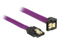 DeLOCK kabel SATA 6 Gb/s 20 cm dół / prosty metal. zatrzaski fioletowy Premium