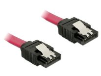 DeLOCK kabel SATA 6 Gb/s 20 cm prosty/prosty metal. zatrzaski czerwony