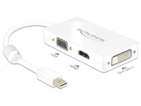 DeLOCK Adapter miniDisplayport 1.1 męski > VGA / HDMI / DVI żeński pasywne biały