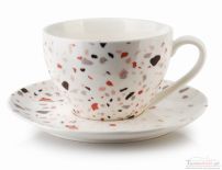 FILIŻANKA PORCELANOWA ZE SPODKIEM 275ml TERRAZZO MONDEX HTD5875