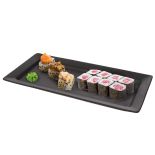 TACA / TALERZ Z CZARNEJ PORCELANY DO SUSHI 30 x 14 x 2.5cm ORION