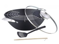 WOK ŻELIWNY 30cm + AKCESORIA PETERHOF PH-25342-30