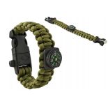 BRANSOLETKA SURVIVAL 5w1 PARACORD KOMPAS