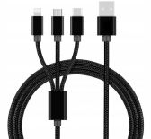 KABEL ŁADOWARKA 3W1 IPHONE/MICRO USB/TYP-C