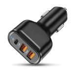 Ładowarka samochodowa Alogy do auta 2x USB + USB-C Type C PD 2.4A Czarna