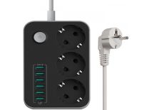 Listwa zasilająca 3 gniazda + 6 usb przedłużacz